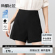 尚都比拉小個子通勤休閑褲女夏季高腰顯瘦闊腿褲氣質(zhì)小短褲 黑色 L