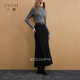 三彩2025冬季新款簡(jiǎn)約高腰半身裙氣質(zhì)通勤A(yíng)字裙開(kāi)叉長(cháng)裙優(yōu)雅M 漆黑色 M 160/68A
