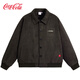 可口可樂(lè )（Coca-Cola）美式棒球服外套男女款復古情侶麂皮絨翻領(lǐng)夾克 水墨灰 M
