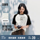 森馬短袖t恤女中長(zhǎng)款插肩袖春夏純棉打底衫熊貓印花101324100069