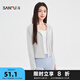 三福單外套2025夏季指洞腰身分割線修身帶帽上衣女裝502074 灰色 S