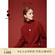 EIN【云朵羊毛】EIN言文藝紅色手作感針織開(kāi)衫外套上衣女春秋款 紅色 M