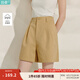茵曼（INMAN）章若楠同款|茵曼通勤純棉短褲女2025年夏季新款五分直筒白色褲子 卡其色 27
