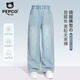 小豬班納女童夏季套裝2025新款中大童天絲牛仔闊腿褲薄款兒童速干短袖夏裝 【天絲牛仔褲】淺藍/純色 140 （建議體重56-68）