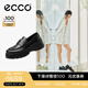 愛步（ECCO）厚底樂福鞋女倪妮同款英倫風(fēng)一腳蹬厚底增高牛皮女鞋 蹤跡220723 黑色22072301001 36 （尺碼偏小）