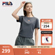 FILA 斐樂韓素希同款女子針織短袖衫2025夏季新款修身小狐貍刺繡T恤 默魅灰-DY L 170/88A/L