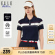 ELLE ACTIVE女裝polo衫短袖t恤時(shí)尚翻領(lǐng)通勤運(yùn)動休閑舒適透氣針織衫女士上衣 藏青色 XL