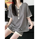 古今（GUJIN）柔順夏季25新品涼感冰絲螺紋條紋睡衣女家居服可外穿短袖睡褲L