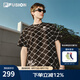 FILA FUSION斐樂潮牌情侶款針織短袖衫夏季時(shí)尚寬松純棉T恤 正黑色-BK L 175/96A