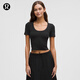 lululemon丨Smooth and Ribbed Nulu 女士低圓領(lǐng)運動 T 恤 LW3IKBS 黑色 XS /4