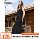 百圖betu女裝秋季新款連衣裙法式印花針織吊帶裙裙子女2408T86 黑色 M