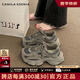 CAMILA KSENIA老爹鞋女士2025新款夏季時(shí)尚厚底增高百搭網(wǎng)面透氣休閑運(yùn)動(dòng)女鞋子 灰色 37
