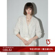 COCOBELLA重工立體捏褶剪花襯衫女優(yōu)雅通勤V領(lǐng)雪紡開衫SR502 桃杏色 S