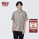 無印良品（MUJI） 男式 水洗 天竺編織短袖POLO衫純棉全棉AB1MAA4S 深咖啡色 L 175/100A