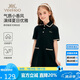 英氏（YEEHOO）女童裙子兒童連衣裙中大童裝短袖小香風(fēng)公主裙polo裙夏 黑色 130