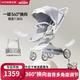 紐貝耳newber嬰兒車嬰兒推車換向推車可坐可躺0-3歲用可折疊高景觀 霧藍【推桿+360°座椅換向】