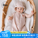 OAK FAMILY新生兒連體衣夏季100%純棉嬰兒無袖哈衣寶寶爬服 粉色 90cm