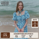 Teenie Weenie小熊連衣裙女2025年夏季新款方領(lǐng)碎花清新田園風(fēng)裙子 淺藍(lán)色 L