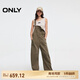 ONLY2025春季新款復(fù)古寬松高腰直筒長褲牛仔背帶褲牛仔褲女|12517M001 E06蘆薈綠色 L L標(biāo)準(zhǔn)褲長