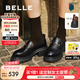 百麗（Belle）七夕禮物復(fù)古抓皺鎏金樂(lè)福鞋女商場(chǎng)款牛皮粗跟jk鞋E1Y1DCA5預(yù)售 黑色 37