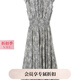 SNIDEL2025春夏新品優(yōu)雅印花荷葉邊小飛袖茶歇連衣裙SWFO252004 灰色 J M (1)