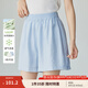 茵曼萊賽爾天絲清涼薄款闊腿休閑褲女2025夏季文藝舒適短褲山本褲 淺灰藍 L