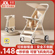 倍貝樂遛娃神器嬰兒推車0-3-6歲用可折疊輕便可坐可躺帶減震兒童手推車 香檳金【一鍵折疊+餐盤+遮陽棚】