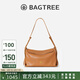 BAGTREE【明星同款】包包樹奶盒包植鞣皮新輕奢單肩斜挎Hobo女包七夕禮物 焦糖色-中號(hào)【磁吸拉鏈款】 高級(jí)小眾