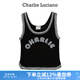 Charlie Luciano標(biāo)識(shí)印花背心春夏新款93003百搭潮流休閑內(nèi)搭外穿cl上衣女潮 黑色 L