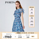 PORTS寶姿春夏新品女裝短袖長(zhǎng)連衣裙LM8D107MPS167 霧霾藍(lán)印花 XS 2