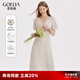 歌莉婭白色復(fù)古連衣裙夏裝女緞面冰絲法式波點(diǎn)氣質(zhì)V領(lǐng)長(zhǎng)裙子1A6H4KAK0 06D杏底印花 M