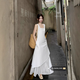 多菲尼森韓系不規(guī)則白色背心連衣裙2025新款夏季小眾設(shè)計(jì)感方領(lǐng)無袖長裙女 白色背心連衣裙M碼