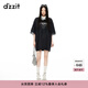 DZZIT地素連衣裙夏季蕾絲設計少女運動風T恤裙 黑色 XS