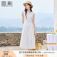 香影白月光無袖背心連衣裙女2025夏裝新款海邊度假風(fēng)肌理感收腰裙 白色 M 160/84A/95-110斤