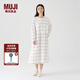 無印良品（MUJI）女式 法蘭絨抽褶連衣裙 美拉德純棉起毛寬松長裙子秋冬 BC08CC3A 原色格紋 L 165/88A