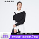 sdeer圣迪奧秋季女裝休閑時(shí)尚純色直筒型休閑風(fēng)套頭不規(guī)則羅紋襯衫兩件毛衣S20383512 黑色/91 S/160