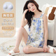 浪莎帶胸墊睡衣女夏季無袖吊帶短褲針織棉韓范家居服兩件套裝2025新款 帶胸墊吊帶短褲女：SG-2607 M