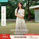 茵曼植物碎花女裝無袖連衣裙浪漫度假風寬松2025夏季新品花苞長裙子 杏色-18528022 M