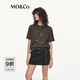 MO&Co.印花T恤2025秋新品貓和老鼠聯(lián)名系列斑駁洗褪短袖圓領MBE3TEE026 黑茶色 S /160