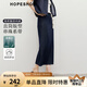 紅袖波西米亞民族風(fēng)半身裙2025夏秋新款女裝撞色串珠開(kāi)叉設(shè)計(jì)感牛仔裙 深牛仔藍(lán)072 L