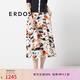 ERDOS 春夏藝術(shù)抽象印花桑蠶絲中長(cháng)款時(shí)尚氣質(zhì)女A字半身裙 陽(yáng)光橙 XS 155/60A