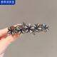 慕思語(yǔ)（MUSIYU）新款黑曜水鉆琉璃花朵彈簧夾子后腦勺發(fā)卡氣質(zhì)頂夾發(fā)飾一字夾 黑色小花彈簧夾 A05-303