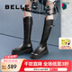 百麗（Belle）七夕禮物顯瘦時(shí)尚騎士靴女厚底長(zhǎng)筒靴B2273DG4 黑色 38 (240mm)