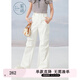紫涵（ZIHAN）紫涵微喇直筒工裝褲女夏季工裝風(fēng)通勤百搭高腰休閑褲長(zhǎng)褲 白色 M