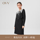 OVV2022春夏新款女裝可脫卸蕾絲領(lǐng)單排珍珠扣兩穿休閑針織外套 黑色12 S