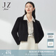 玖姿（JUZUI）箱型短款醋酸西裝外套女裝春款職業(yè)通勤外套 素黑 S