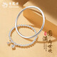 老鳳祥兩世歡足銀手鏈女蓮蓬古法轉(zhuǎn)運珠手串七夕情人節(jié)禮物送女朋友老婆 兩世歡套裝【手鐲56圈口 15g±1g】品牌禮盒