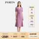 PORTS寶姿女裝2025春夏新款優(yōu)雅V領(lǐng)經(jīng)典丁香紫花型扣飾收腰連衣裙 丁香紫 XL
