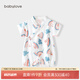 babylove嬰兒短袖連體衣夏季薄竹棉紗布哈衣新生兒和尚服寶寶夏裝 西瓜戀夏天 80cm