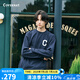COVERNAT潮牌衛(wèi)衣 寬松圓領(lǐng)衛(wèi)衣男 24秋季新品衛(wèi)衣女 C標(biāo)情侶款長袖套頭衫 色素藍(lán)色 S (165)